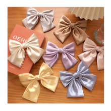 wholesale Street hair clip Headpiece female super large milk white bow hair clip satin back of the head Korean hair accessories